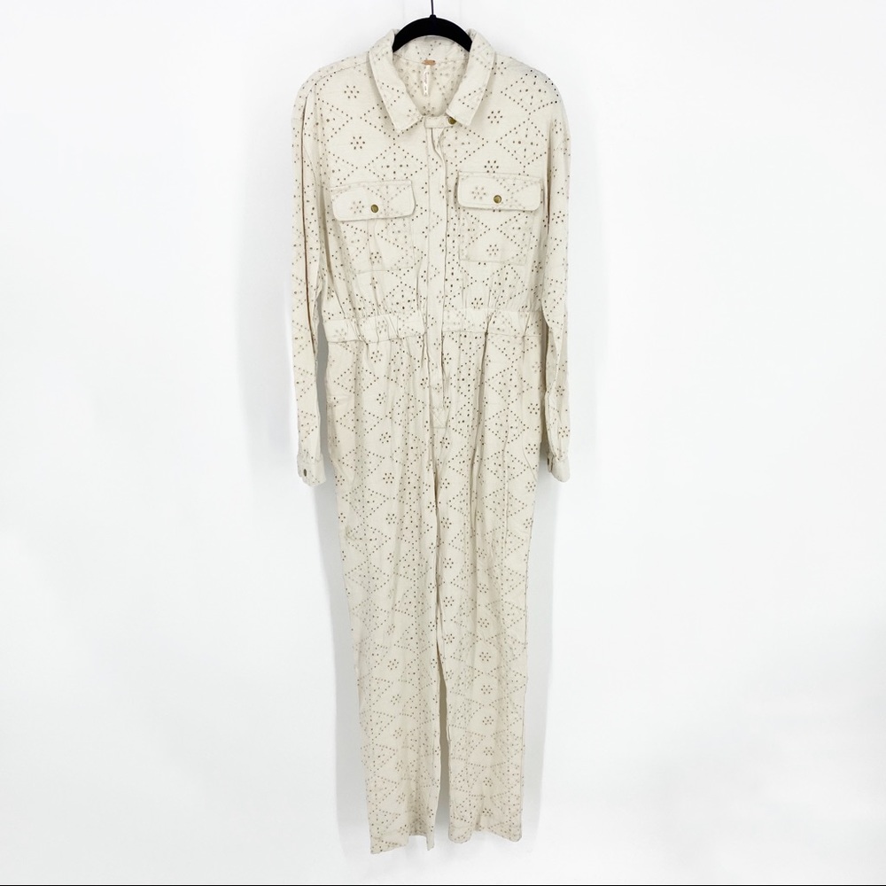 Free people cream eyelet coverall jumpsuit - Picture 5 of 9